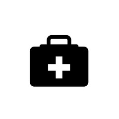 Obraz premium First Aid Kit Icon Black and White Medical Emergency Case Symbol