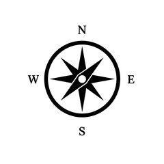 Simple Black Compass Rose Illustration Navigation Icon Design