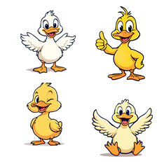 Vsai four cute cartoon ducklings showing different emotions