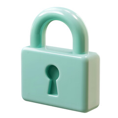A light teal 3D padlock icon, highlighting digital security.