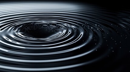 Ripple Effect on Smooth Water Surface with Dark Background Contrast