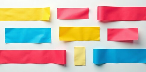 Various adhesive tape strips in different sizes, sticky, sizes, stroke