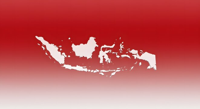 Indonesia's Detailed White Silhouette Against a Red and White Gradient