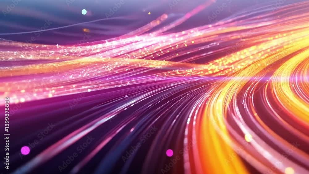 Poster data flow: an abstract visualization of vibrant, flowing data streams with dynamic lines and a gradi