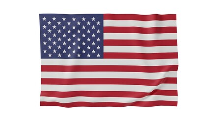 Isolated US flag on white background