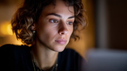 Focused Remote Worker Laptop Glow Minimalist Home