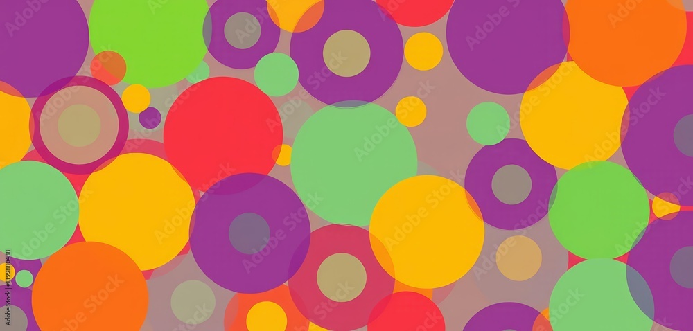 Poster abstract seamless vector background of overlapping colorful circles forming a vibrant bubble pattern