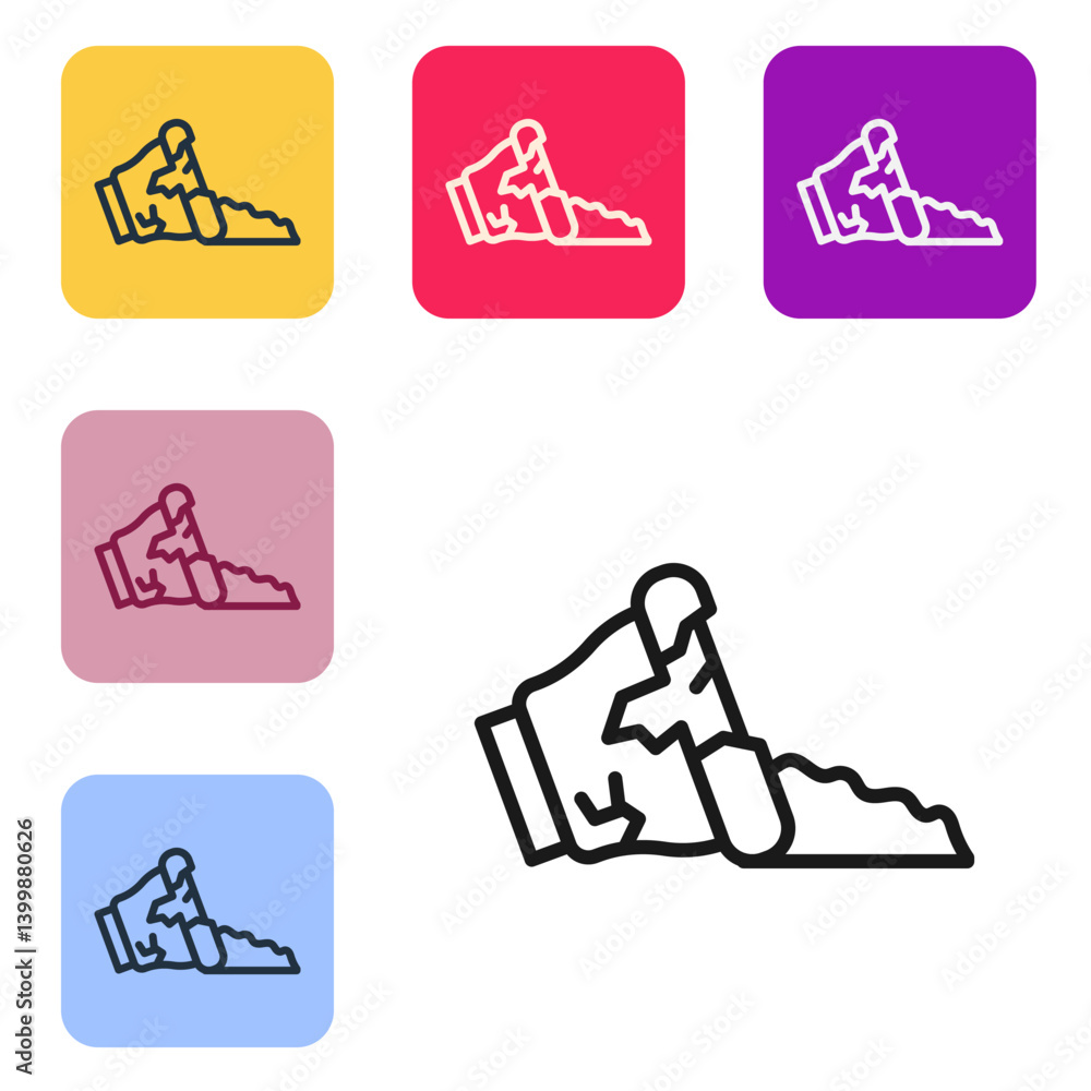 Aufkleber black line broken pot icon isolated on white background. set icons in color square buttons. vector