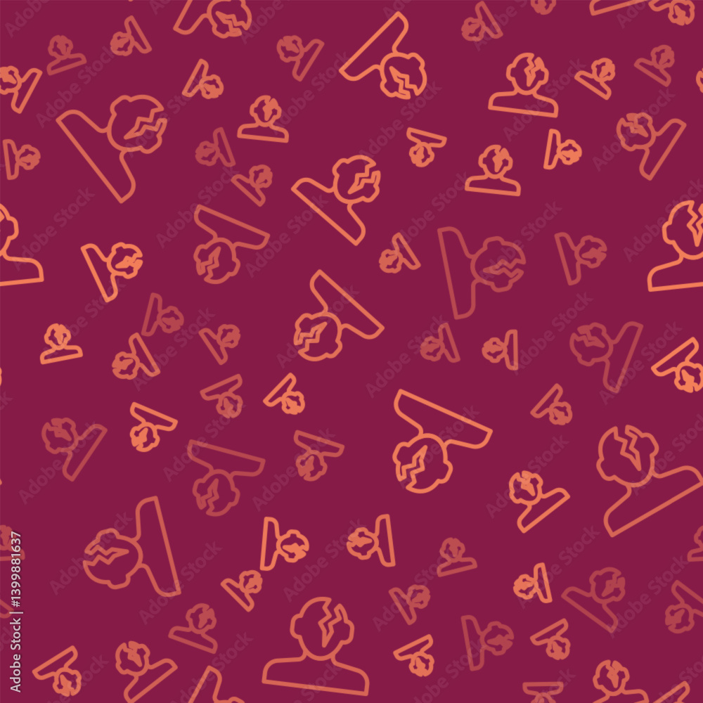 Poster brown line solution to the problem in psychology icon isolated seamless pattern on red background. t