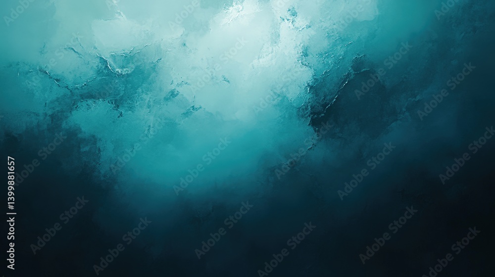 Poster an abstract image featuring layered shades of blue and teal, creating a sense of depth and tranquili