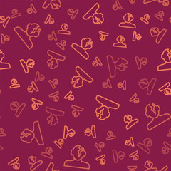 Brown line Solution to the problem in psychology icon isolated seamless pattern on red background. Therapy for mental health. Vector