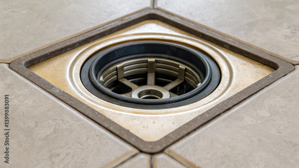 Aufkleber detailed view of floor drain showcasing its design and functionality modern setting. this essential 
