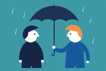 man and woman under umbrella