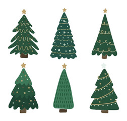  set colour chrismast tree icon.
