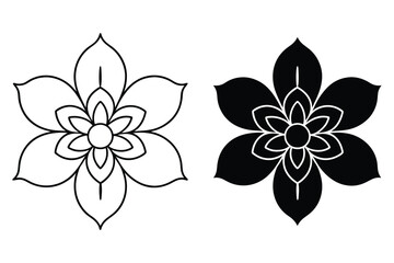Fototapeta premium Flower Ornament Silhouette Vector Illustration.