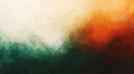 Fototapeta premium A textured abstract background featuring shades of green, white, and orange, evoking a warm, artistic atmosphere.