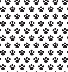 Fototapeta premium Dog paw seamless pattern vector footprint french bulldog pet cartoon scarf isolated repeat wallpaper tile background doodle illustration