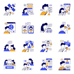 Fototapeta premium Set of Communication and Conversation Flat Icons