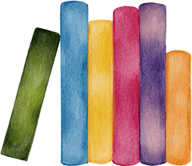 Watercolor Colorful Book Collection Illustration