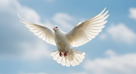 Obraz premium white dove flying in the sky