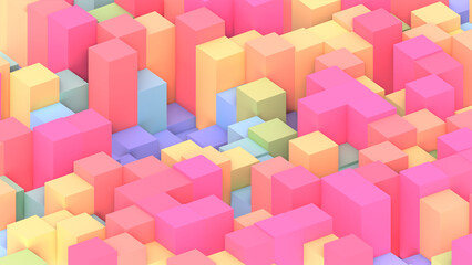 Obraz premium 3D render waving rainbow cubes.