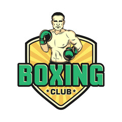 Boxing club academy logo emblem vector design