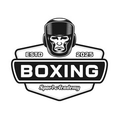 Boxing club academy logo emblem vector design monochrome