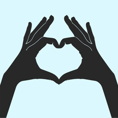 Silhouette Heart Hands Vector Illustration
