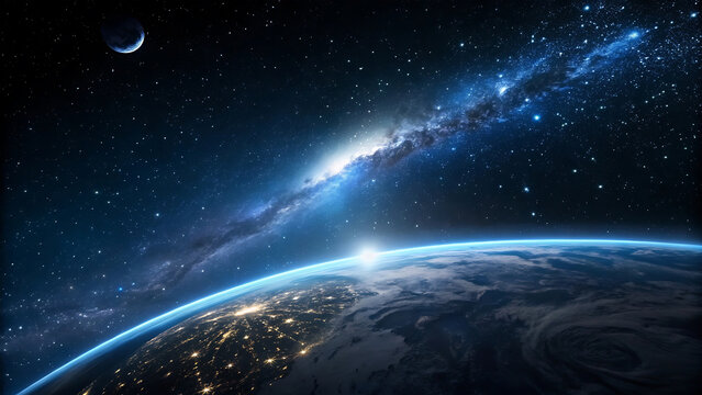 space earth horizon blue glow atmospheric halo