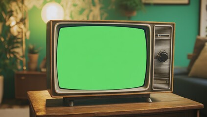 Retro television set in a cozy room