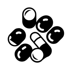 pills icon, pills silhouette vector illustration-simple silhouette illustration of pills, perfect for pills logos and icons