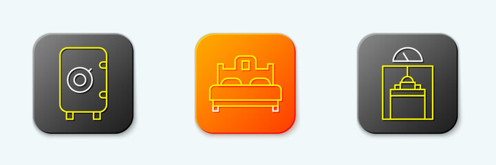 Set line Safe, Bedroom and Lift icon. Vector