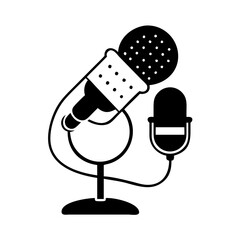 podcast mic icon, podcast mic silhouette vector illustration-simple silhouette illustration of podcast mic, perfect for podcast mic logos and icons