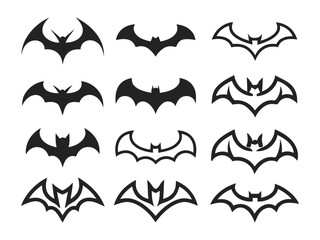 Collection of Bat Silhouette Vector Illustrations