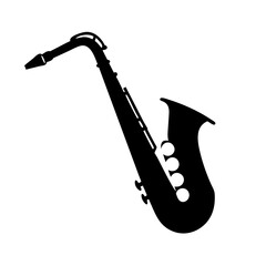 saxophone icon, saxophone silhouette vector illustration-simple silhouette illustration of saxophone, perfect for saxophone logos and icons