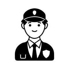security guard icon, security guard silhouette vector illustration-simple silhouette illustration of security guard, perfect for security guard logos and icons