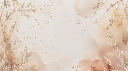 Golden flowers vintage background watercolor peach rustic botanical floral art design romantic pastel soft wedding invitation print premium wedding card invitation design