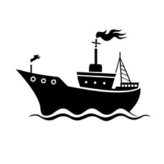ship icon, ship silhouette vector illustration-simple silhouette illustration of ship, perfect for ship logos and icons