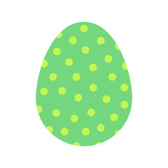 Easter egg with hand drawn pattern, simple cute vector illustration. Green spotted egg.