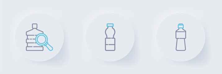 Set line Bottle of water, and Big bottle with clean icon. Vector