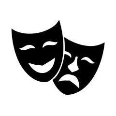 theater mask icon, theater mask silhouette vector illustration-simple silhouette illustration of theater mask, perfect for theater mask logos and icons