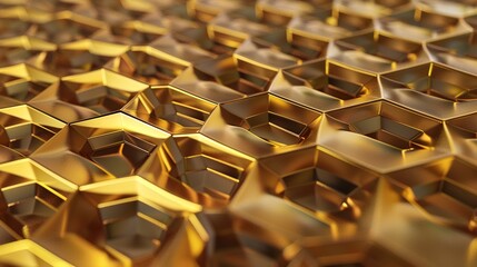 Fototapeta premium “Enchanting Golden Polygonal Background: A Visual Tapestry of Geometric Opulence