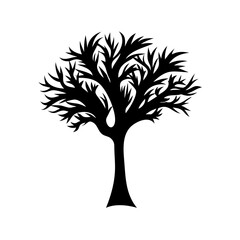 Obraz premium tree icon, tree silhouette vector illustration-simple silhouette illustration of tree, perfect for tree logos and icons