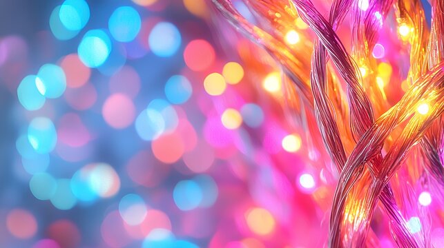 Colorful string lights bokeh background