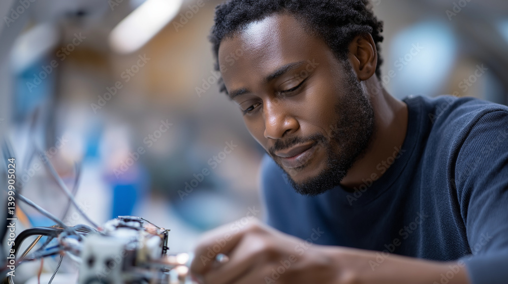 Aufkleber engineer repairing a delivery robot in a high-tech lab