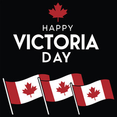 Victoria Day Celebration with Waving Canadian Flags and Maple Leaf