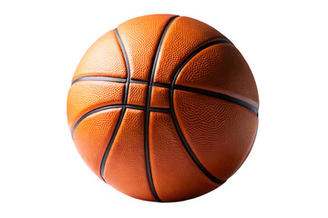 Fototapeta premium Close-Up of Textured Orange Basketball with Black Lining for Sports Enthusiasts isolated on white background