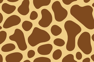 Hand drawn giraffe print pattern or skin fur texture vector. Abstract animal skin texture for print, textile, fabric, clothing. Brown colors.