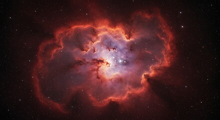 Fototapeta premium Crimson Nebula's Embrace AI Generated