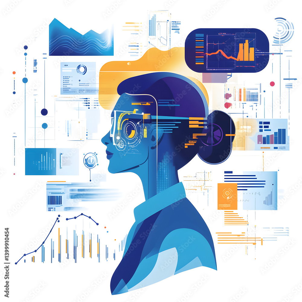 Poster data visualization techniques for business intelligence digital workspace infographic analytical env